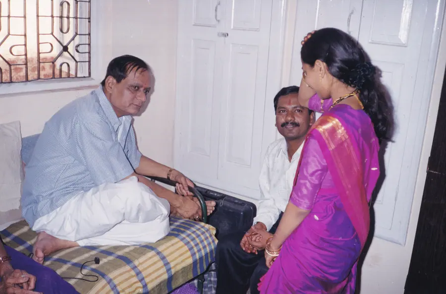 Datta Kaka with devotees or family during Ram-Nam gatherings. Archive still DPK_0122.