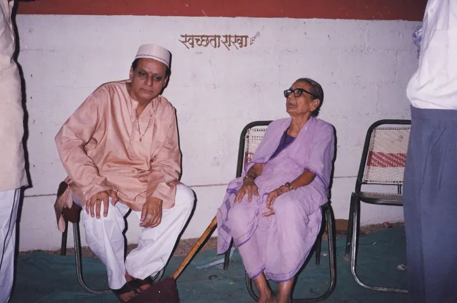 Datta Kaka with devotees or family during Ram-Nam gatherings. Archive still DPK_0125.